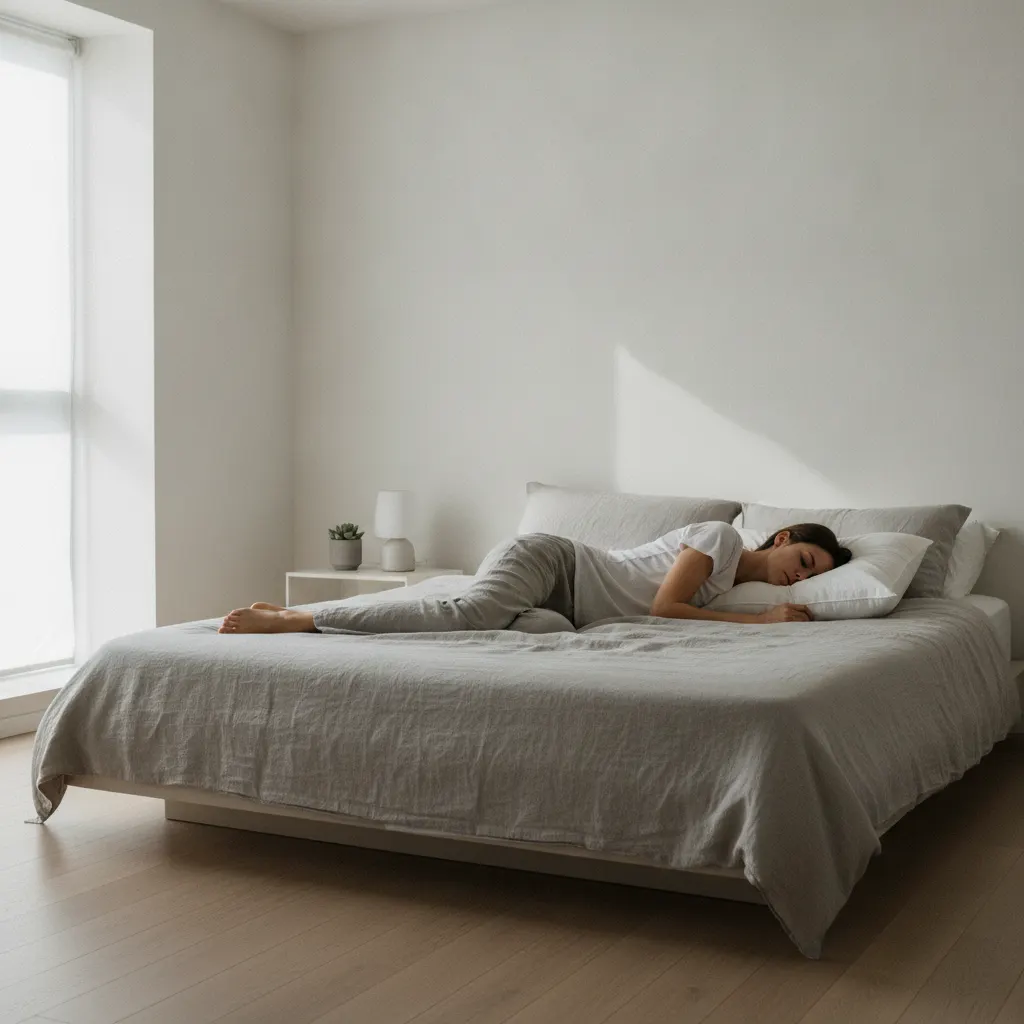 Sleeping on the stomach turns the neck to one side and strains the lumbar spine, while the face rests on a thin pillow.