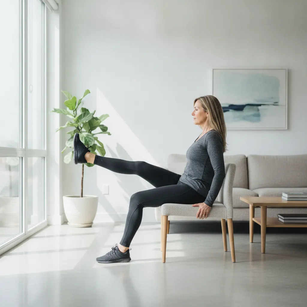 A seated knee extension strengthens the thigh muscle, supporting the knee joint and helping reduce knee pain.